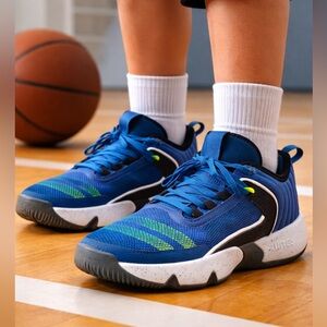 Adidas Youth Basketball Shoes Blue Green Size 4Y Athletic Sneakers